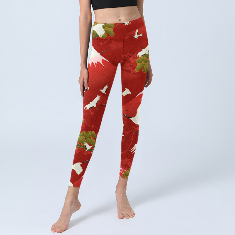 Leggings da palestra con stampa Buddha Stones, motivo Gru, Monte Fuji, Pino, pantaloni da yoga da donna - image 6