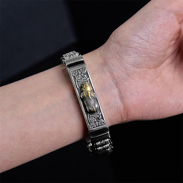 Bracciale in metallo con Buddha Stones in rame tibetano, ruota della preghiera del Sutra del cuore, Pi Xiu