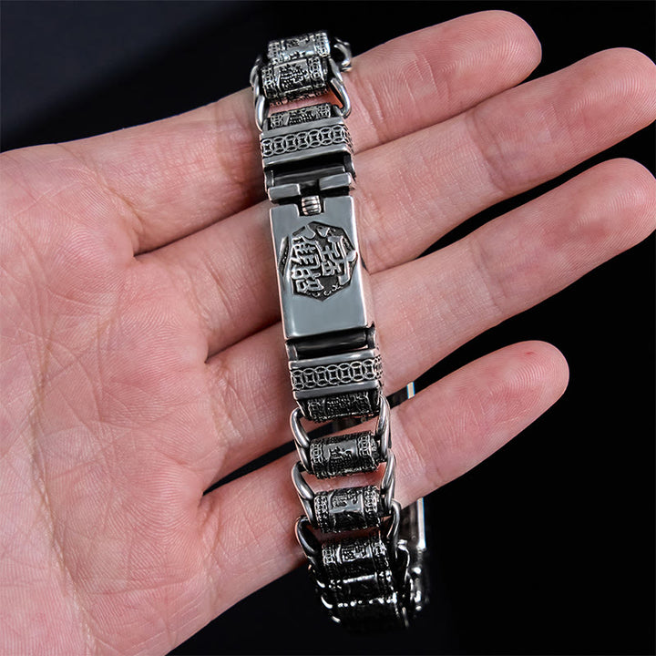 Bracciale in metallo con Buddha Stones in rame tibetano, ruota della preghiera del Sutra del cuore, Pi Xiu
