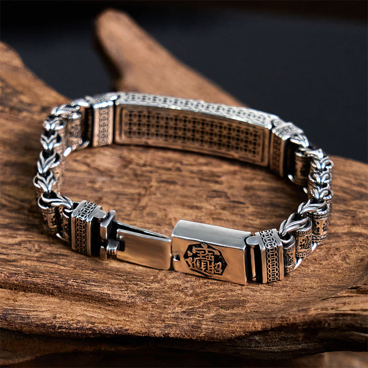 Bracciale in metallo con Buddha Stones in rame tibetano, ruota della preghiera del Sutra del cuore, Pi Xiu