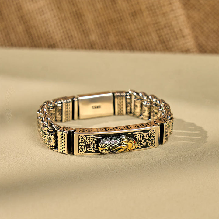 Bracciale in metallo con Buddha Stones in rame tibetano, ruota della preghiera del Sutra del cuore, Pi Xiu