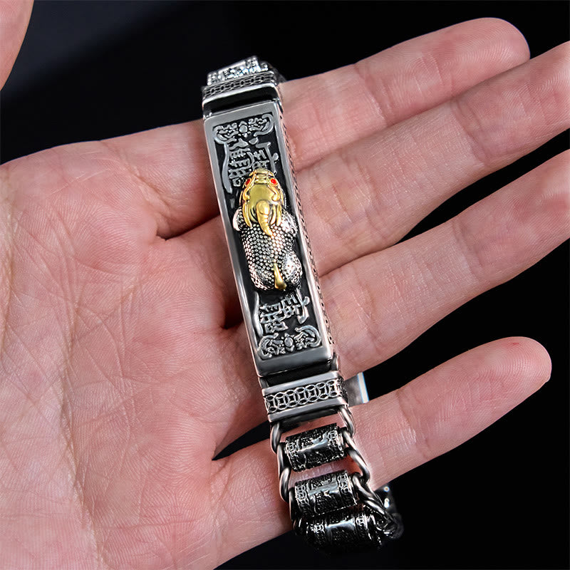 Bracciale in metallo con Buddha Stones in rame tibetano, ruota della preghiera del Sutra del cuore, Pi Xiu