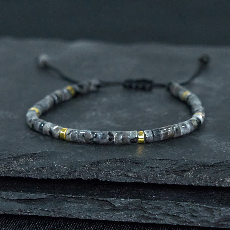 Bracciale con perline distanziatrici in pietra nera naturale con glitter Buddha Stones