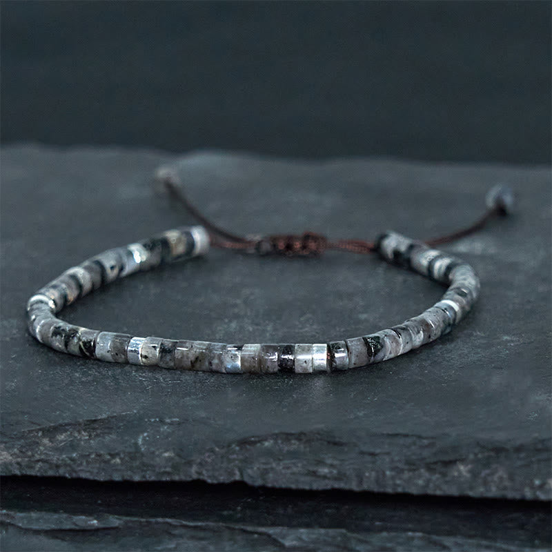 Bracciale con perline distanziatrici in pietra nera naturale con glitter Buddha Stones