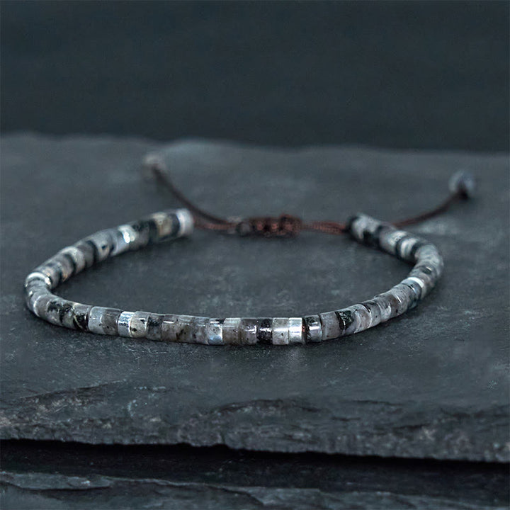 Bracciale con perline distanziatrici in pietra nera naturale con glitter Buddha Stones