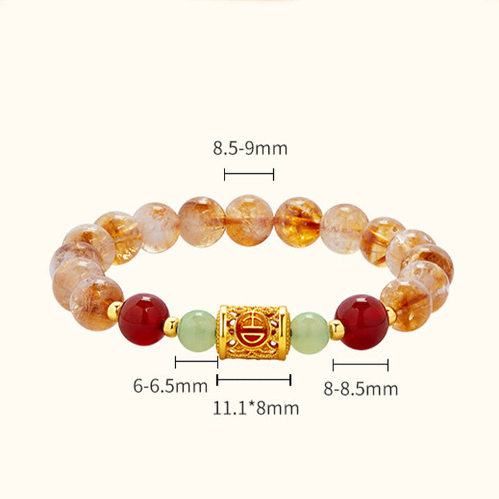 Bracciale di protezione in argento sterling 999 con perle di giada Hetian e citrino rosso naturale di Buddha Stones