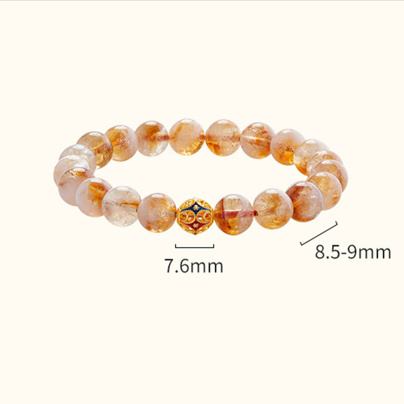 Bracciale di protezione con perline a forma di fiore in argento sterling 999 con citrino naturale Buddha Stones