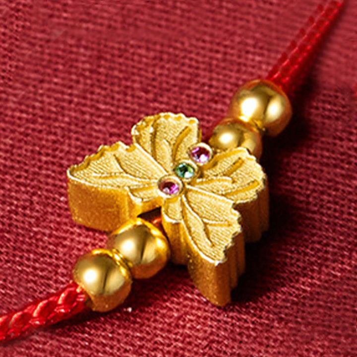 Bracciale Buddha Stones in argento sterling 999 con corda rossa a forma di farfalla - image 9