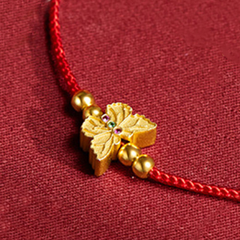 Bracciale Buddha Stones in argento sterling 999 con corda rossa a forma di farfalla