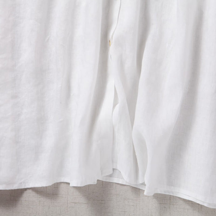 Abito midi a maniche lunghe in cotone e lino con tasche, ricamo vintage autunnale Buddha Stones, bottoni con coulisse e design - image 16