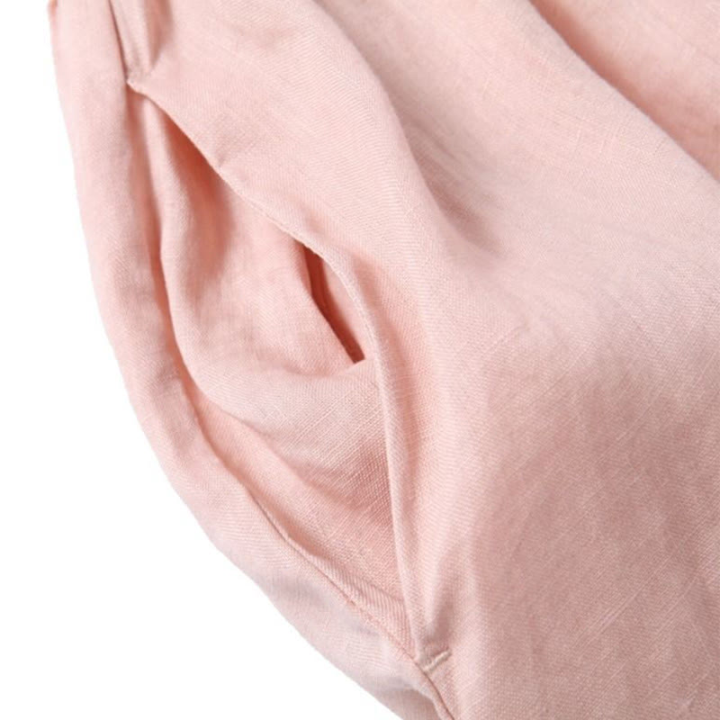 Abito midi a maniche lunghe in cotone e lino con tasche, ricamo vintage autunnale Buddha Stones, bottoni con coulisse e design - image 8