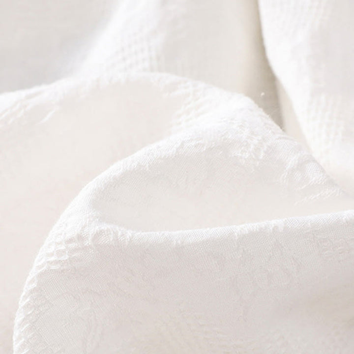 Abito midi in cotone a maniche corte con tasche, motivo jacquard cavo estivo con Buddha Stones - image 6