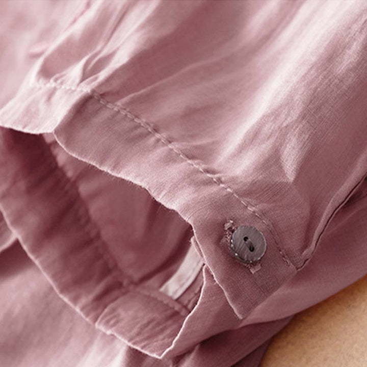 Camicia da donna con scollo a V e manica corta, motivo Buddha Stones, casual, semplice, con ricamo a foglia di salice - image 5