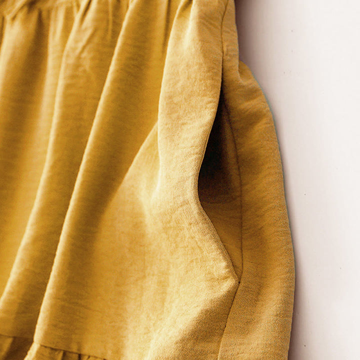 Abito midi casual in lino e cotone con lacci, fatto a mano, senza maniche, con tasche, Buddha Stones - image 15