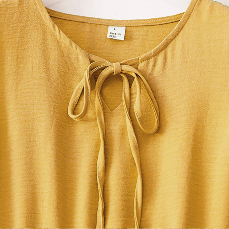 Abito midi casual in lino e cotone con lacci, fatto a mano, senza maniche, con tasche, Buddha Stones - image 14