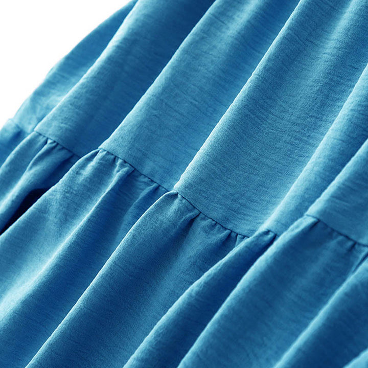 Abito midi casual in lino e cotone con lacci, fatto a mano, senza maniche, con tasche, Buddha Stones - image 4