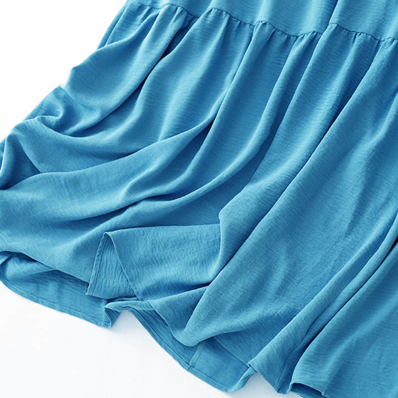 Abito midi casual in lino e cotone con lacci, fatto a mano, senza maniche, con tasche, Buddha Stones - image 6