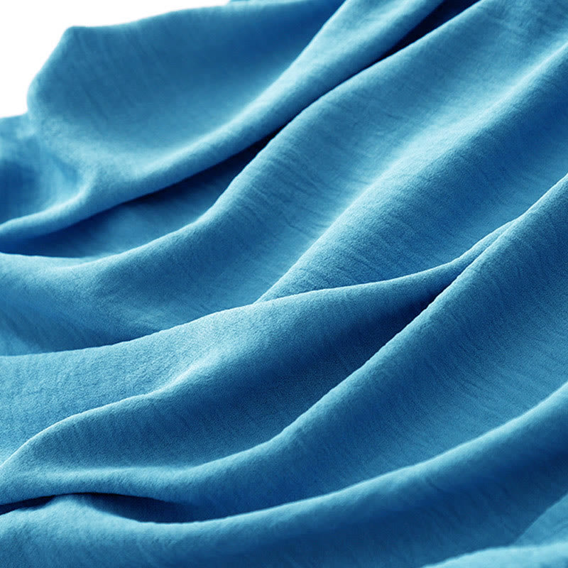 Abito midi casual in lino e cotone con lacci, fatto a mano, senza maniche, con tasche, Buddha Stones - image 10