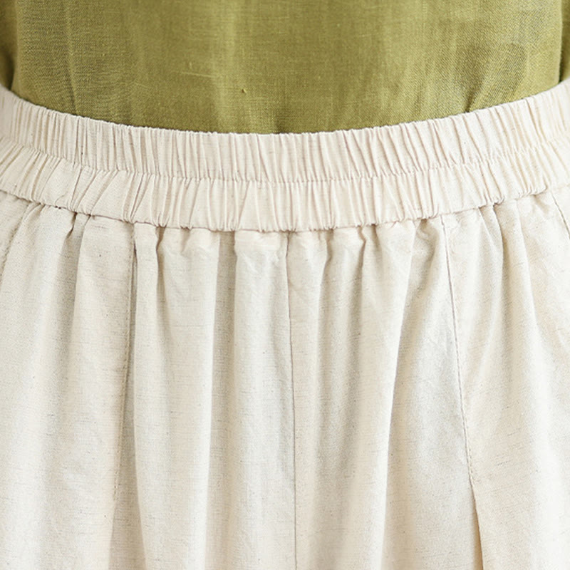 Pantaloni da donna in lino e cotone a gamba larga con tasche, modello Buddha Stones Commute, modello semplice in pizzo, lunghezza 7-8 - image 8