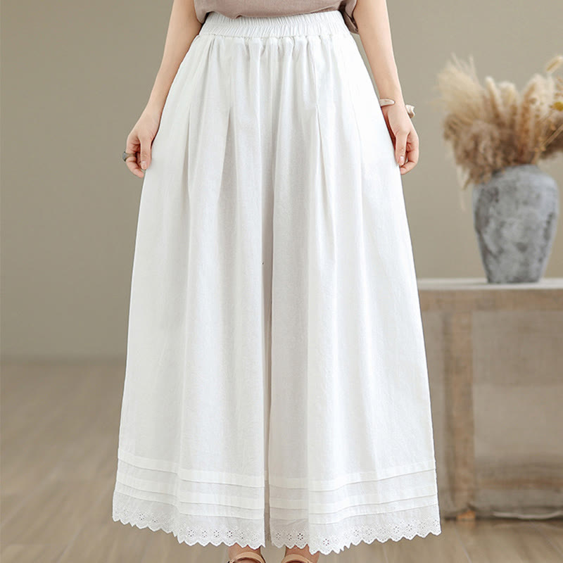 Pantaloni da donna in lino e cotone a gamba larga con tasche, modello Buddha Stones Commute, modello semplice in pizzo, lunghezza 7-8 - image 20