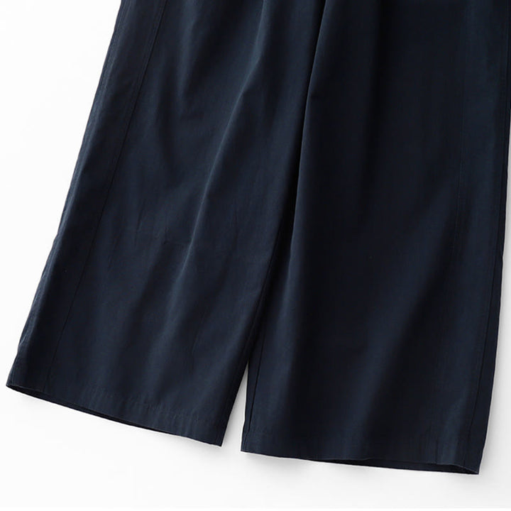 Pantaloni da donna in lino e cotone a gamba larga, con tasche, tinta unita, a vita alta, modello Buddha Stones Spring Commute
