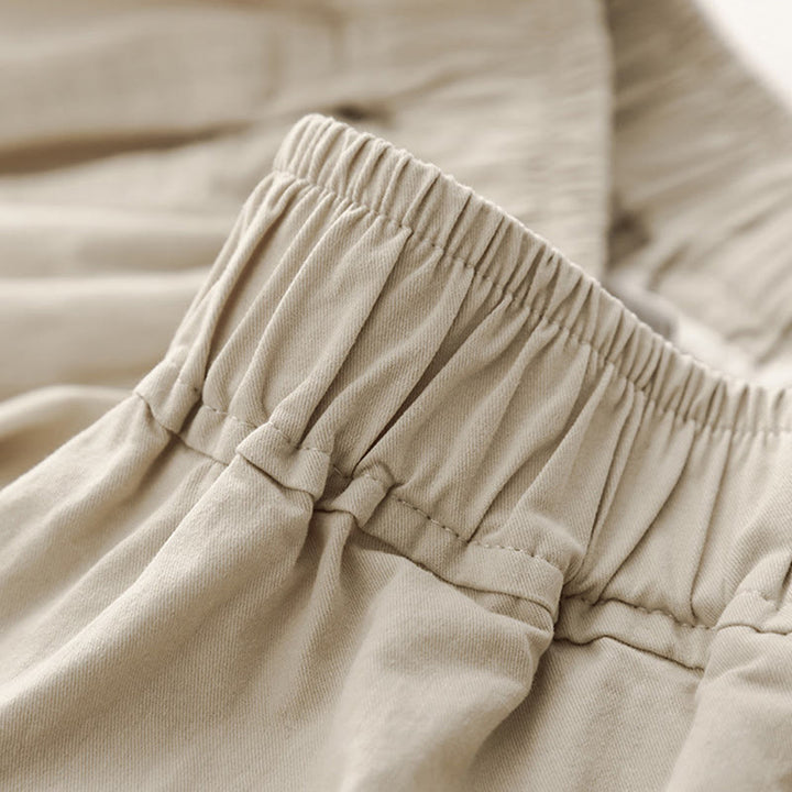 Pantaloni da donna in lino e cotone a gamba larga, con tasche, tinta unita, a vita alta, modello Buddha Stones Spring Commute