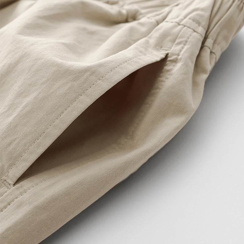 Pantaloni da donna in lino e cotone a gamba larga, con tasche, tinta unita, a vita alta, modello Buddha Stones Spring Commute - image 5