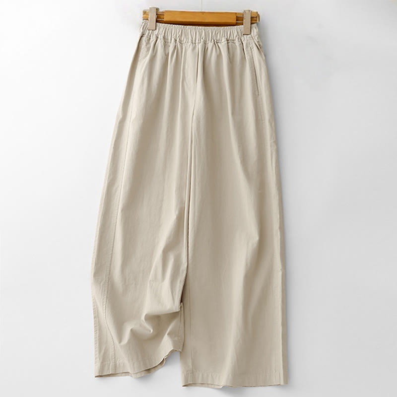 Pantaloni da donna in lino e cotone a gamba larga, con tasche, tinta unita, a vita alta, modello Buddha Stones Spring Commute - Biancheria - US8-10, UK/AU12-14, EU40-42 (2XL) - image 0