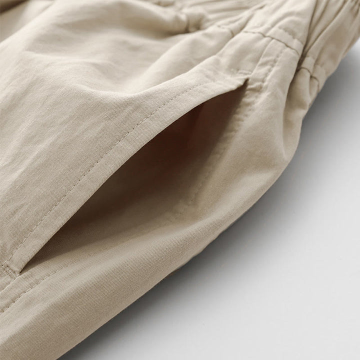 Pantaloni da donna in lino e cotone a gamba larga, con tasche, tinta unita, a vita alta, modello Buddha Stones Spring Commute