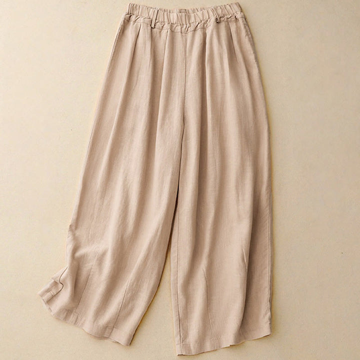 Pantaloni a gamba larga in cotone con tasche, modello Buddha Stones Commute, vintage, tinta unita