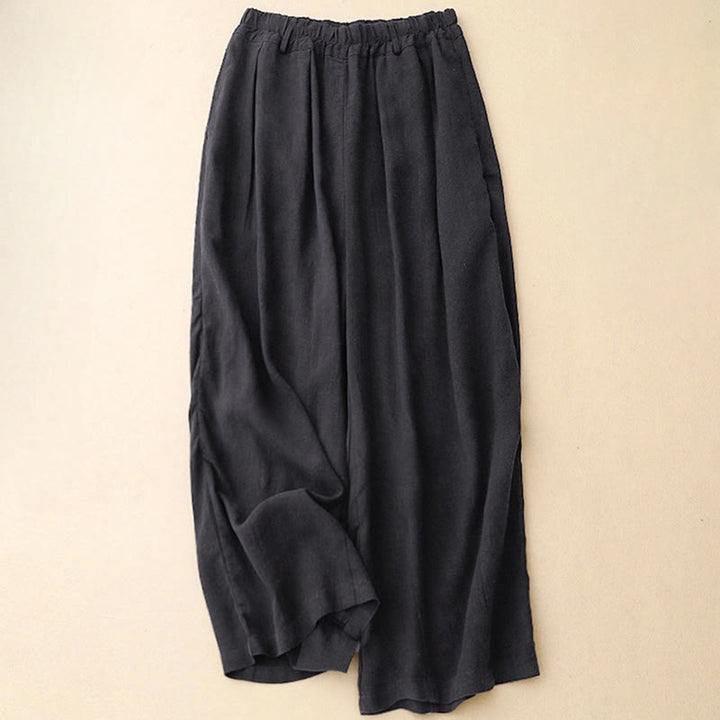 Pantaloni a gamba larga in cotone con tasche, modello Buddha Stones Commute, vintage, tinta unita