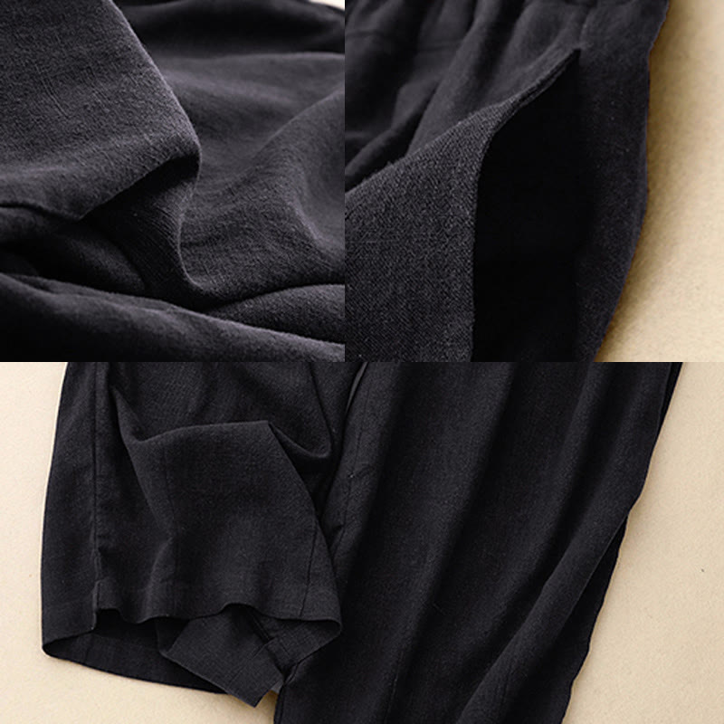 Pantaloni a gamba larga in cotone con tasche, modello Buddha Stones Commute, vintage, tinta unita