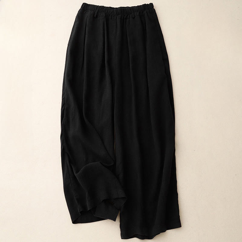 Pantaloni a gamba larga in cotone con tasche, modello Buddha Stones Commute, vintage, tinta unita