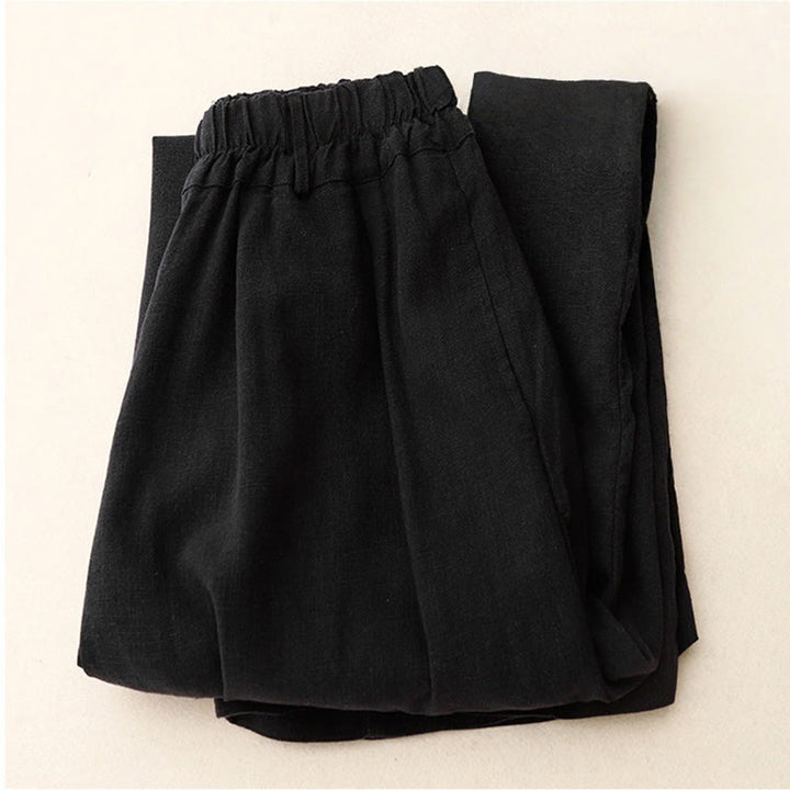 Pantaloni a gamba larga in cotone con tasche, modello Buddha Stones Commute, vintage, tinta unita