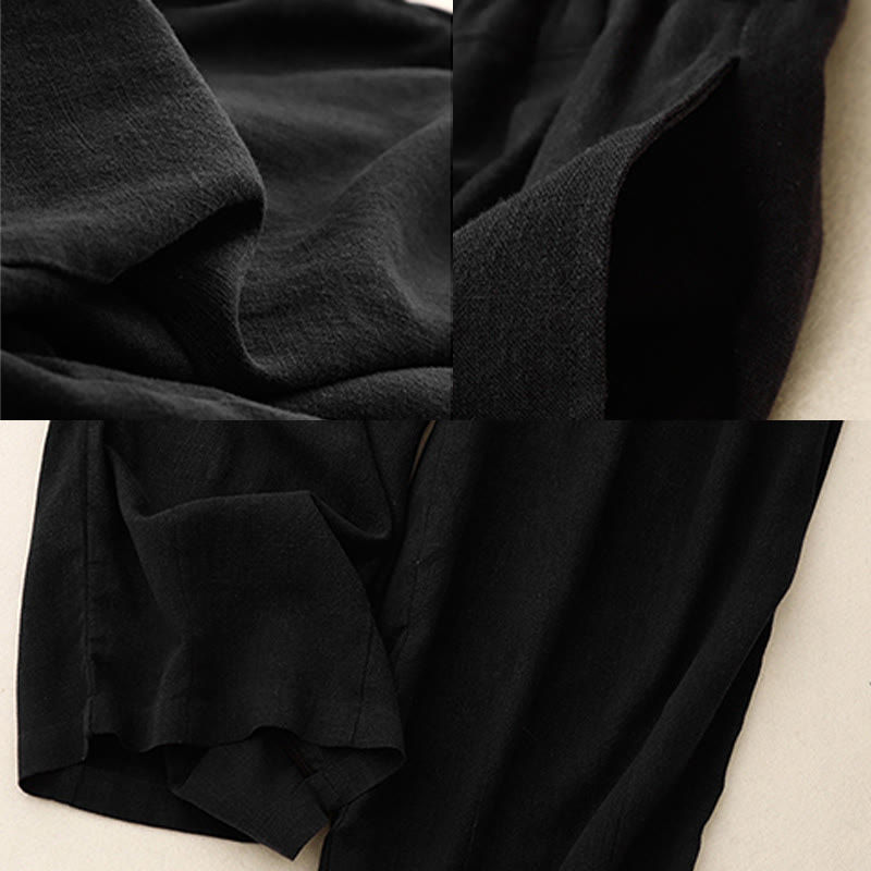 Pantaloni a gamba larga in cotone con tasche, modello Buddha Stones Commute, vintage, tinta unita