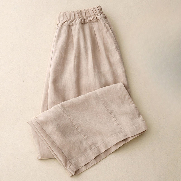 Pantaloni a gamba larga in cotone con tasche, modello Buddha Stones Commute, vintage, tinta unita