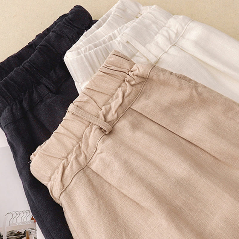 Pantaloni a gamba larga in cotone con tasche, modello Buddha Stones Commute, vintage, tinta unita