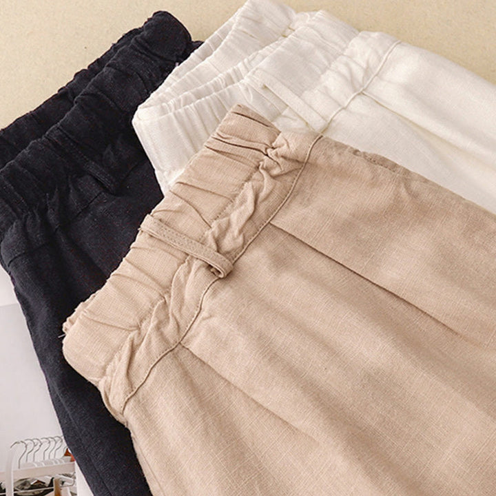 Pantaloni a gamba larga in cotone con tasche, modello Buddha Stones Commute, vintage, tinta unita