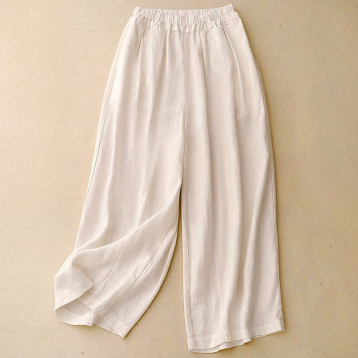 Pantaloni a gamba larga in cotone con tasche, modello Buddha Stones Commute, vintage, tinta unita