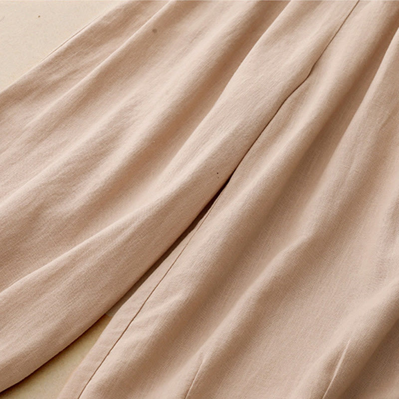 Pantaloni a gamba larga in cotone con tasche, modello Buddha Stones Commute, vintage, tinta unita