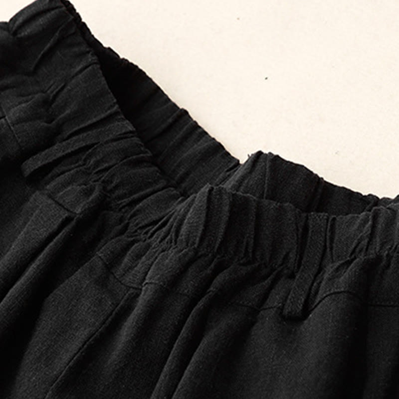 Pantaloni a gamba larga in cotone con tasche, modello Buddha Stones Commute, vintage, tinta unita