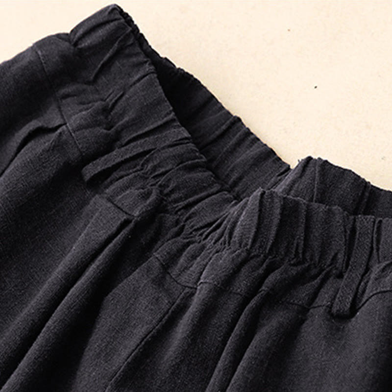 Pantaloni a gamba larga in cotone con tasche, modello Buddha Stones Commute, vintage, tinta unita