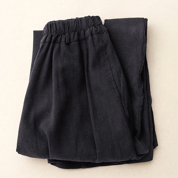 Pantaloni a gamba larga in cotone con tasche, modello Buddha Stones Commute, vintage, tinta unita
