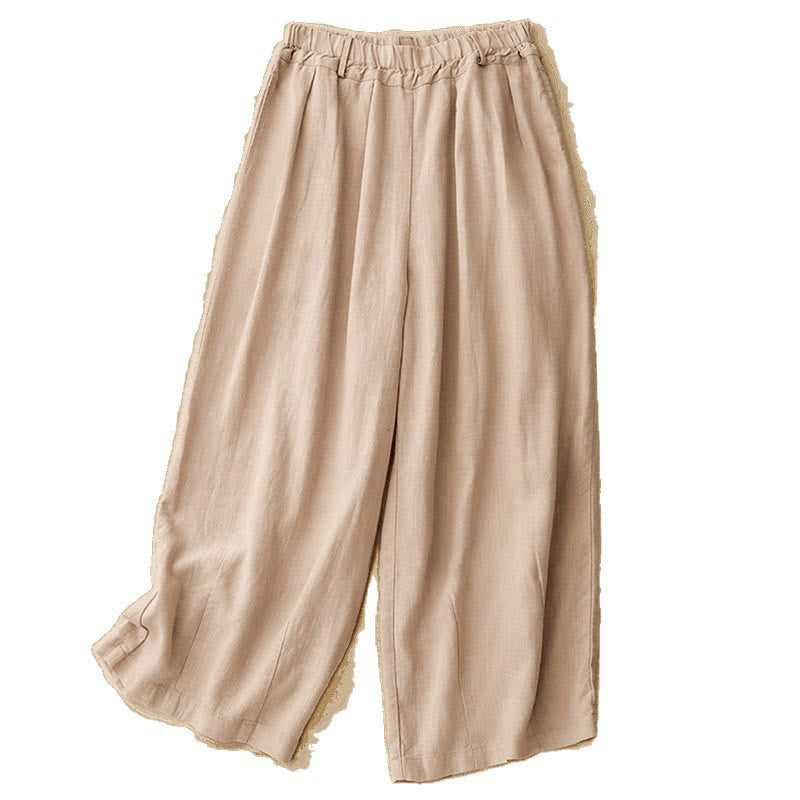 Pantaloni a gamba larga in cotone con tasche, modello Buddha Stones Commute, vintage, tinta unita
