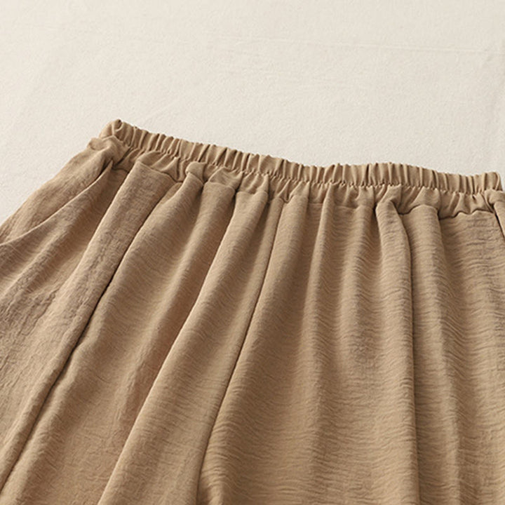Pantaloni harem da donna in cotone e lino, con tasche, modello Buddha Stones Commute, casual, tinta unita, con bottoni a rana