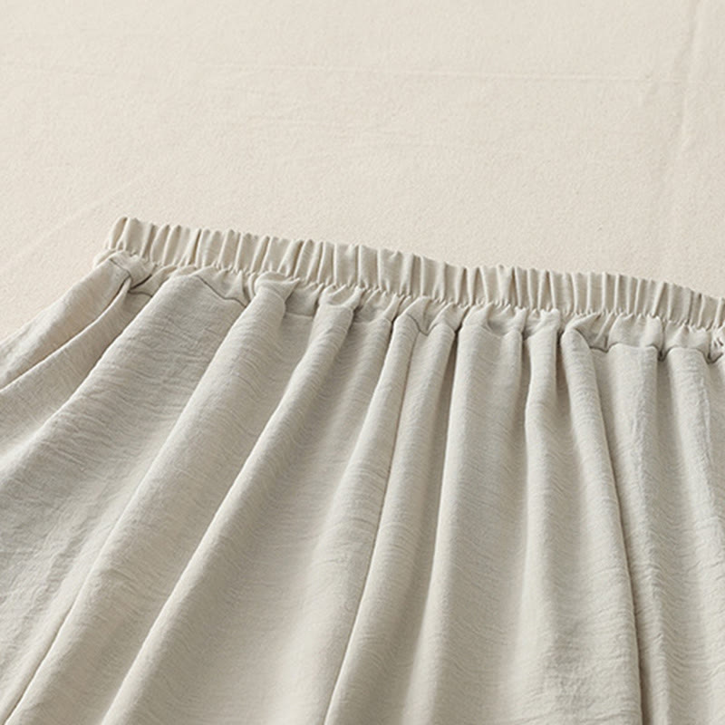 Pantaloni harem da donna in cotone e lino, con tasche, modello Buddha Stones Commute, casual, tinta unita, con bottoni a rana