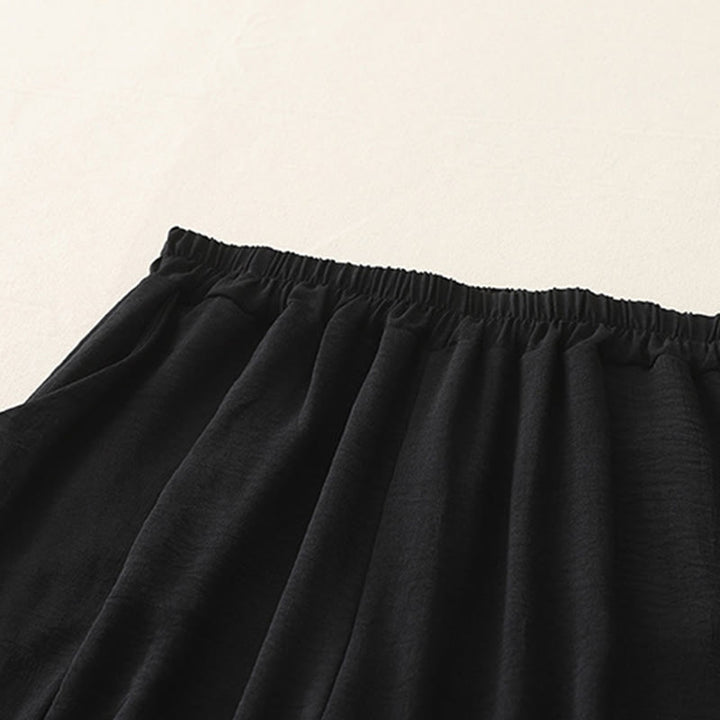 Pantaloni harem da donna in cotone e lino, con tasche, modello Buddha Stones Commute, casual, tinta unita, con bottoni a rana