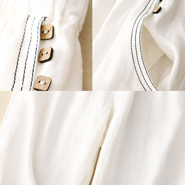 Pantaloni harem da donna in cotone con tasche, modello Buddha Stones, casual, con bottoni di colore puro, lunghezza 7-8