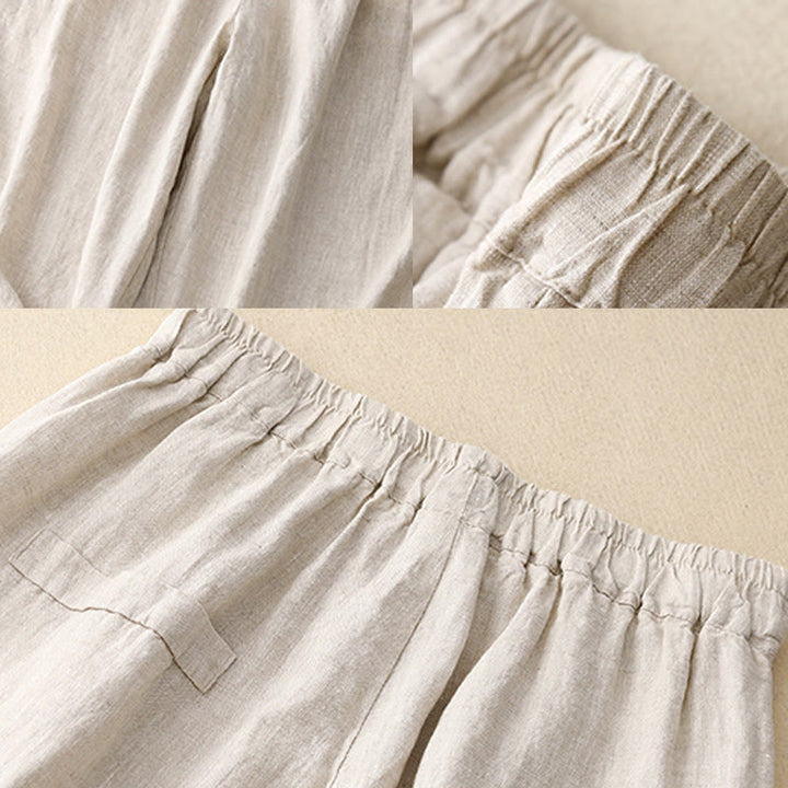 Pantaloni harem da donna in cotone con tasche, modello Buddha Stones, casual, con bottoni di colore puro, lunghezza 7-8