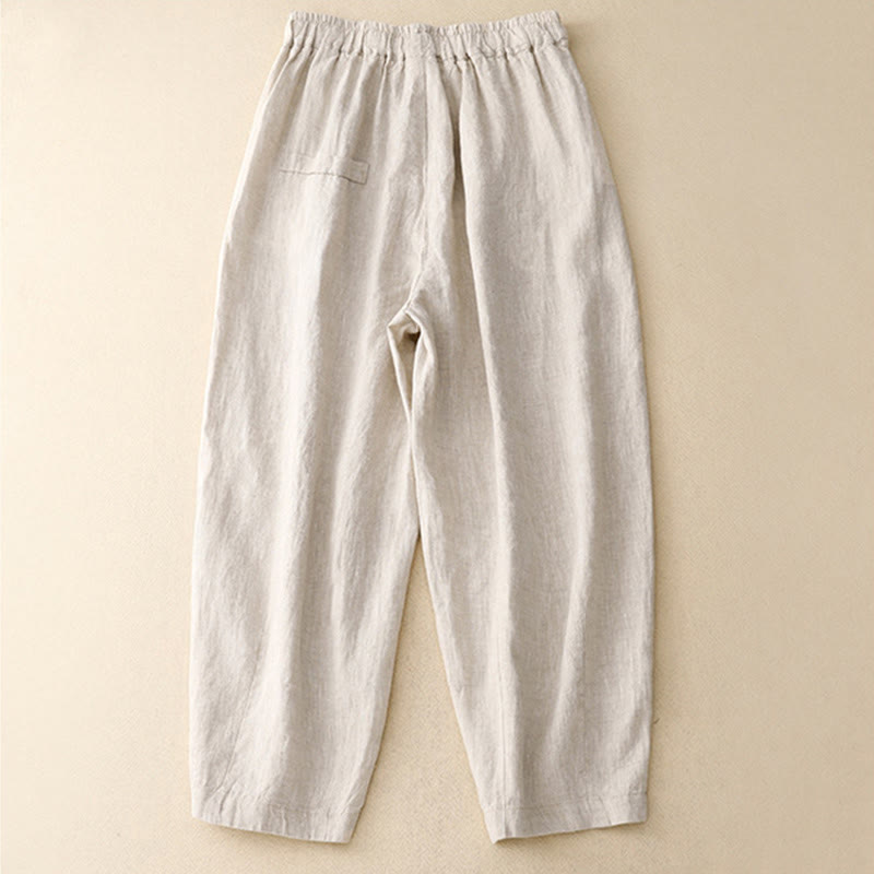 Pantaloni harem da donna in cotone con tasche, modello Buddha Stones, casual, con bottoni di colore puro, lunghezza 7-8